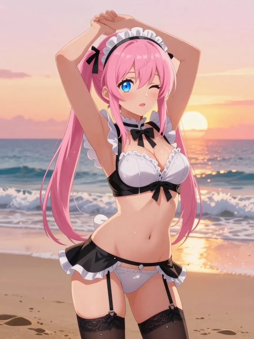 Cherry - Sexy Maid - Beach Sunset