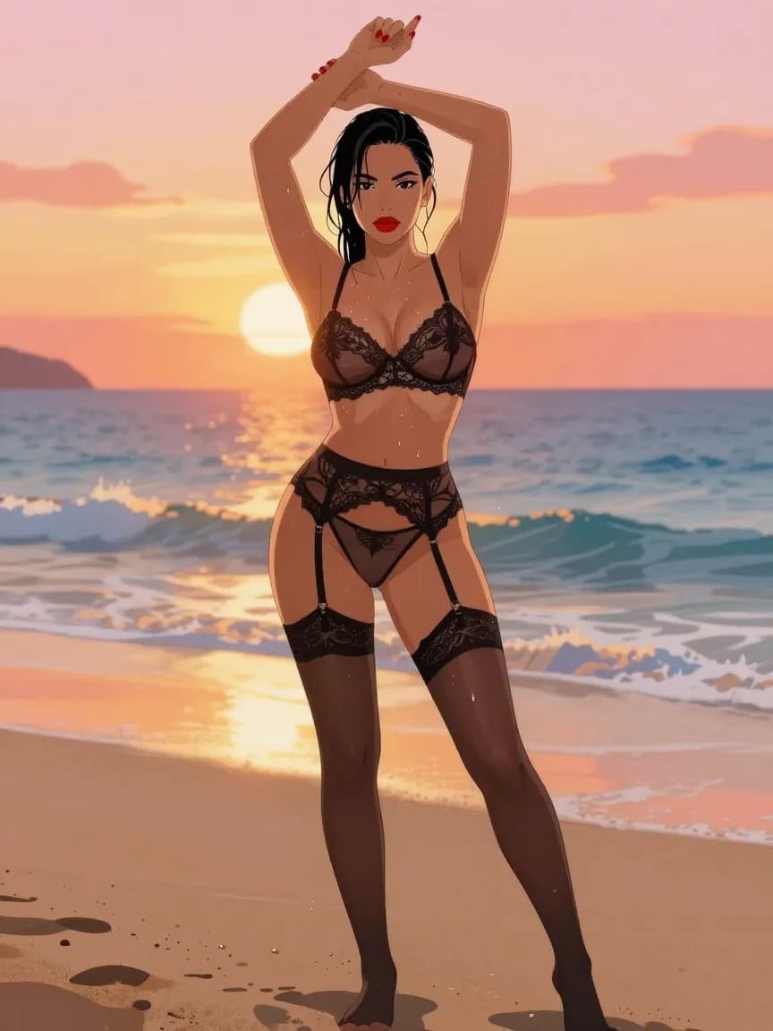 Isabella - Sheer Lingerie - Beach Sunset