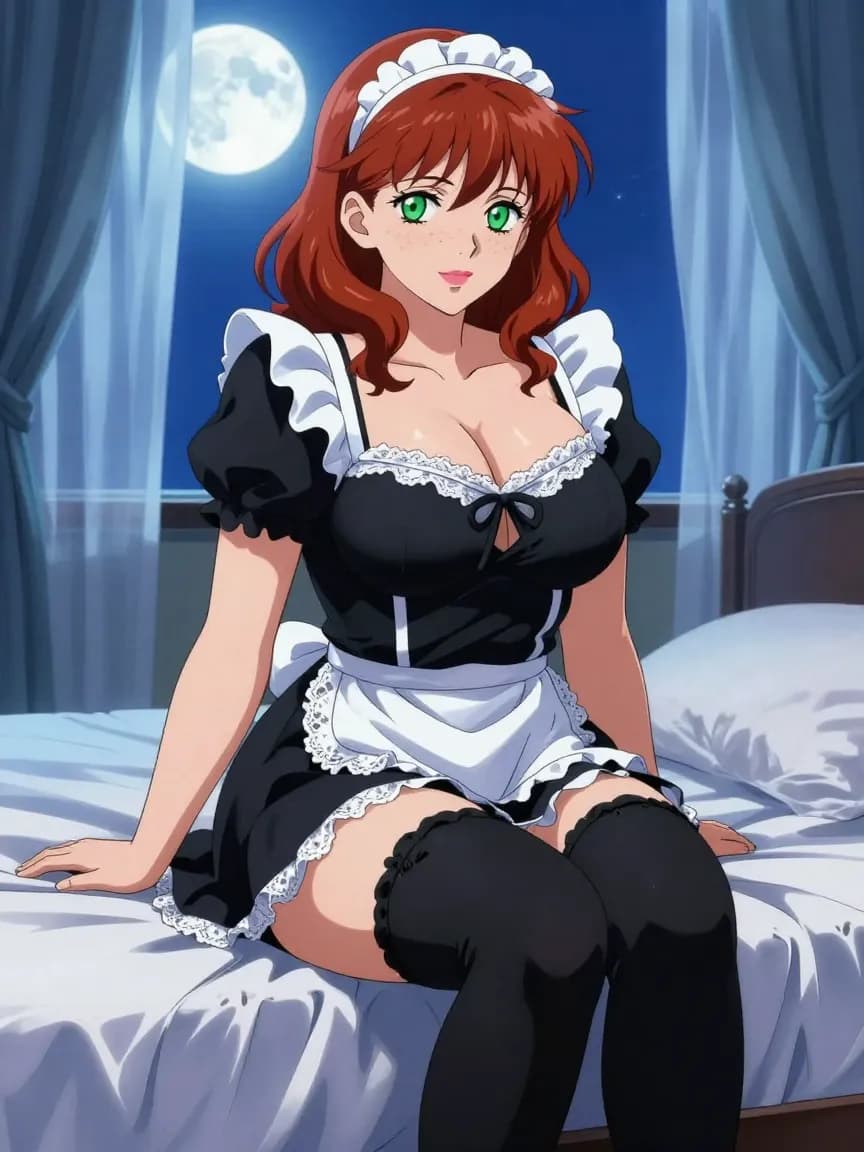Victoria - Maid Outfit - Bedroom Moonlight