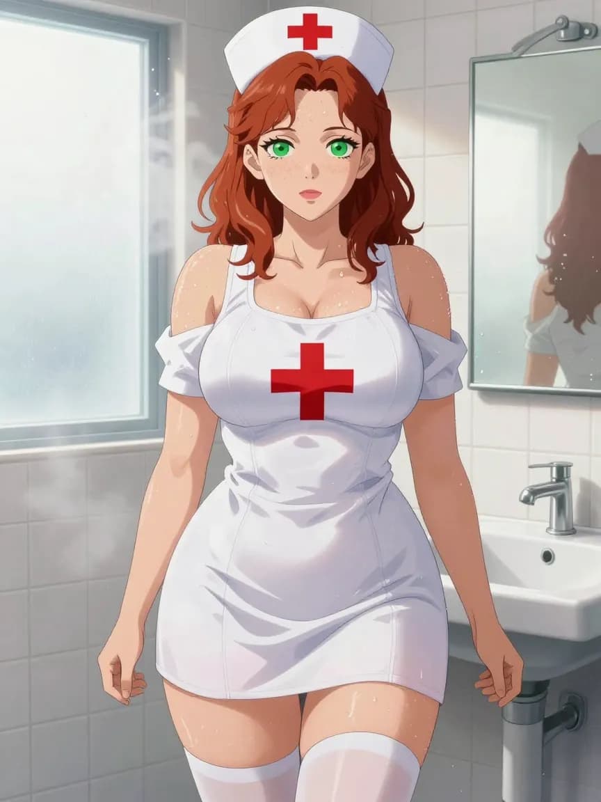 Victoria - Nurse Cosplay - Bathroom Steam