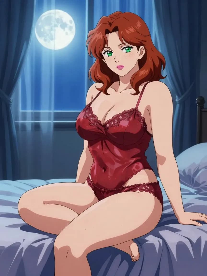 Victoria - Silk Lingerie - Bedroom Moonlight