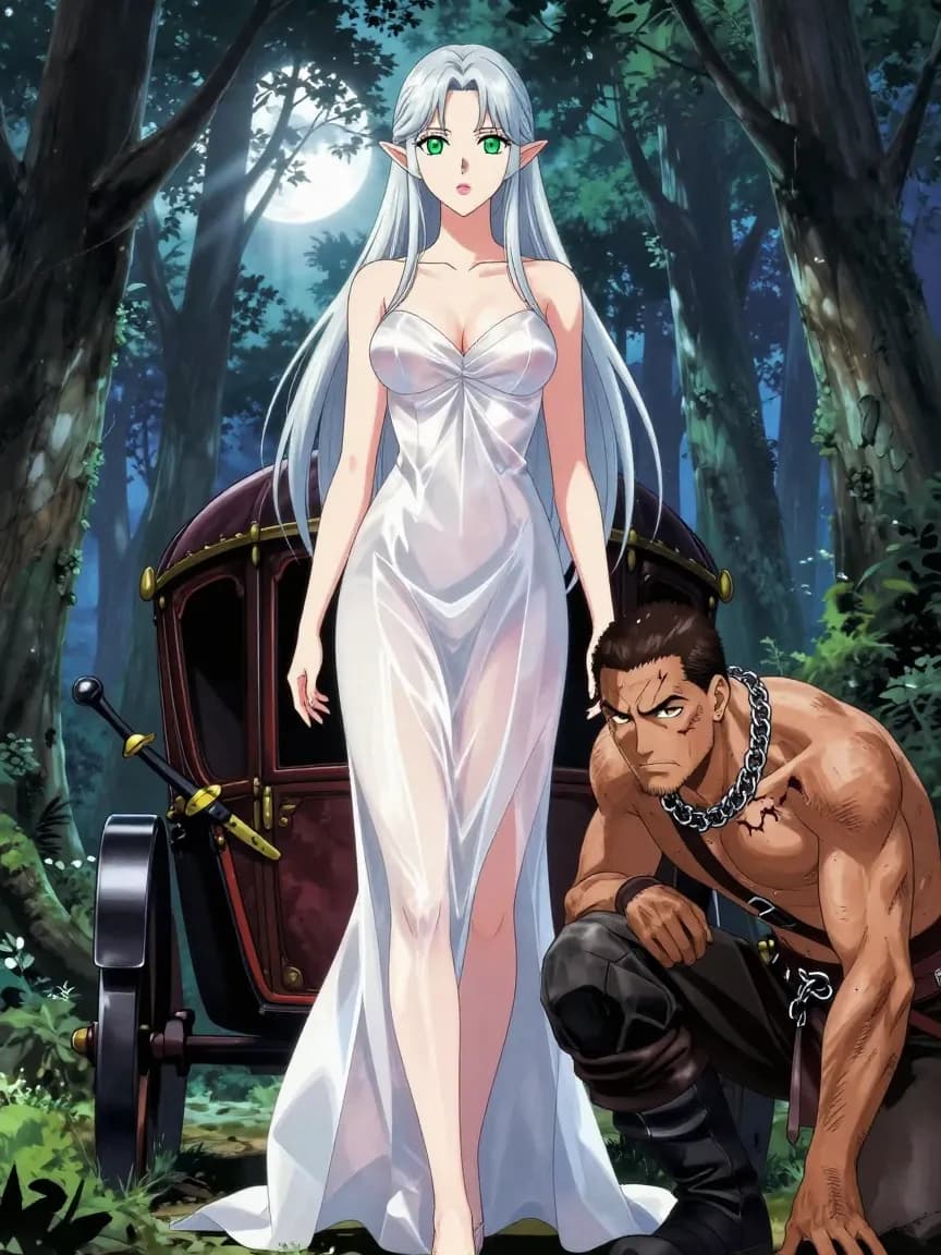 Moonlit Oath: Knight and Elven Princess
