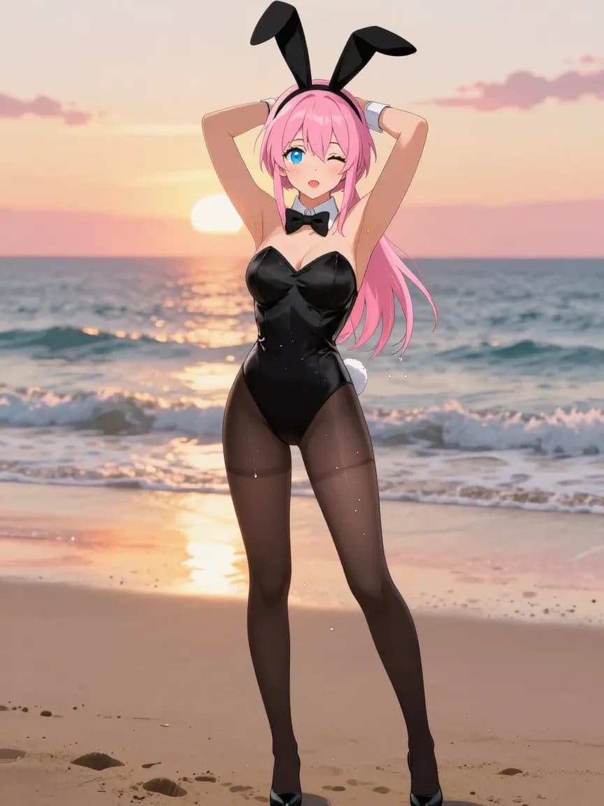 Cherry - Bunny Girl - Beach Sunset