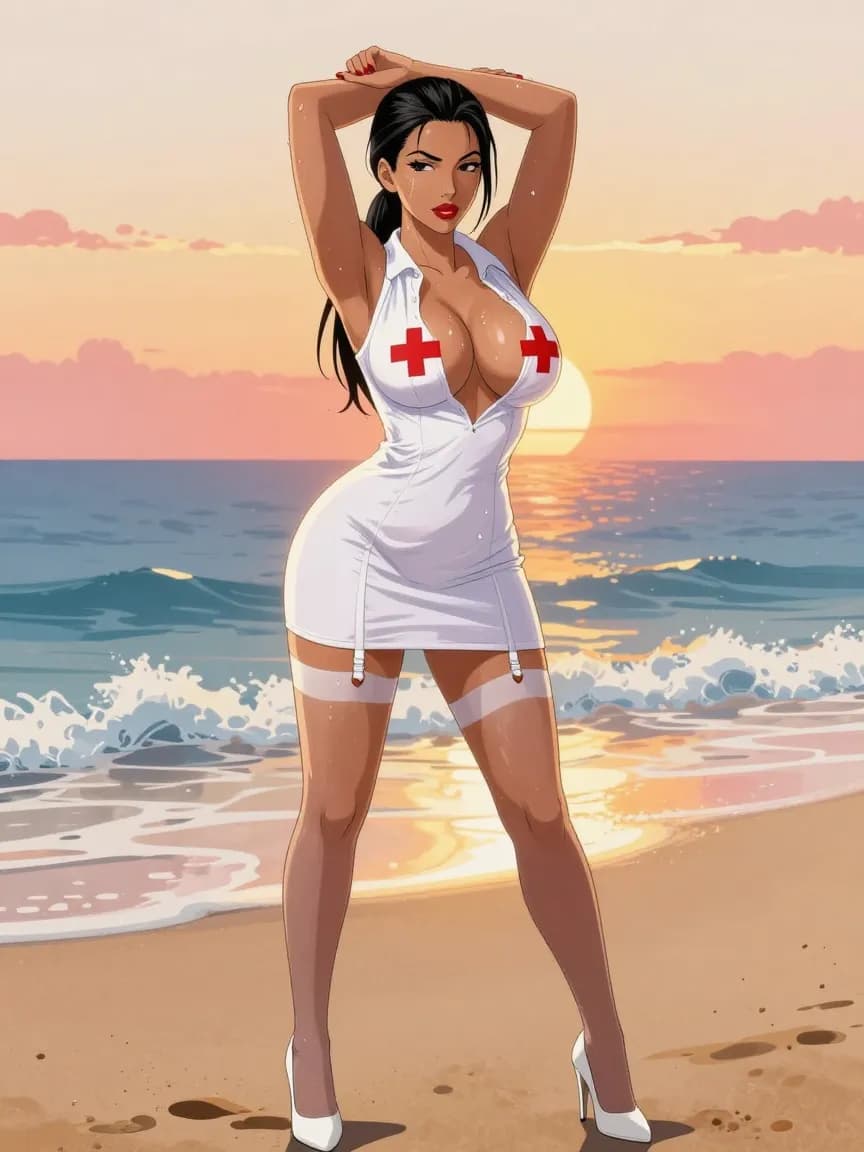 Isabella - Sexy Nurse - Beach Sunset