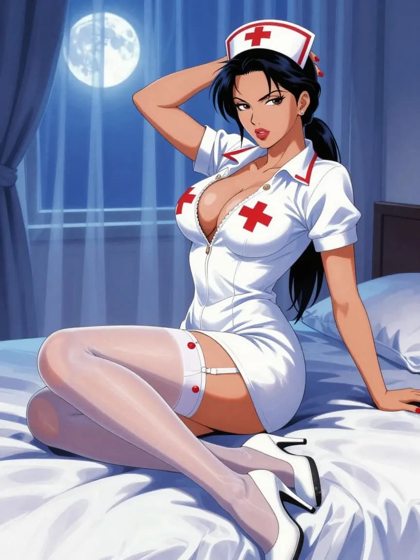 Isabella - Sexy Nurse - Bedroom Moonlight